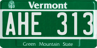 VT license plate AHE313
