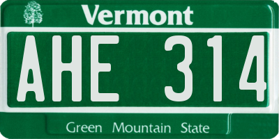 VT license plate AHE314