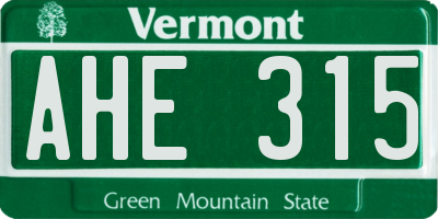 VT license plate AHE315