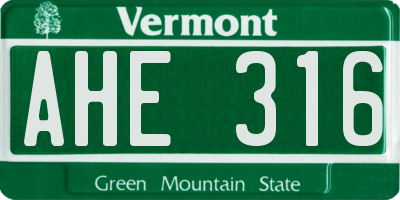 VT license plate AHE316