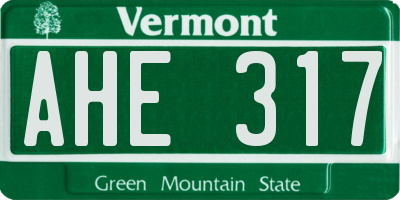 VT license plate AHE317
