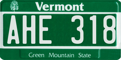 VT license plate AHE318