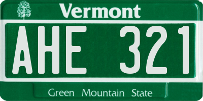 VT license plate AHE321