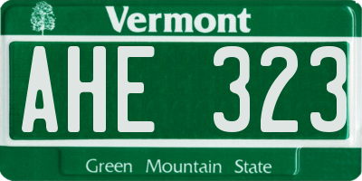 VT license plate AHE323