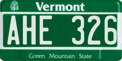 VT license plate AHE326