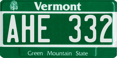 VT license plate AHE332