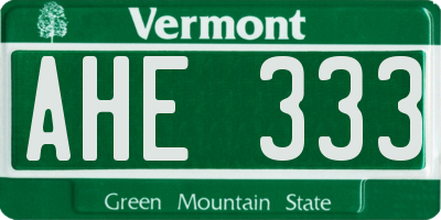 VT license plate AHE333