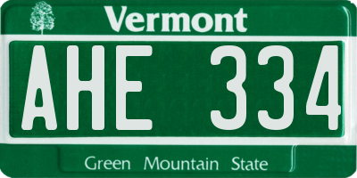 VT license plate AHE334