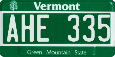 VT license plate AHE335