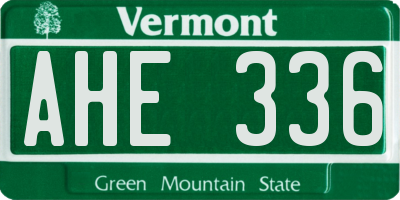 VT license plate AHE336