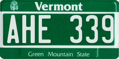 VT license plate AHE339