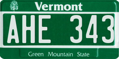 VT license plate AHE343