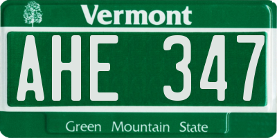 VT license plate AHE347