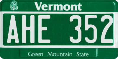 VT license plate AHE352