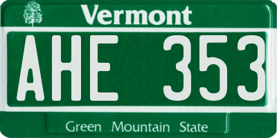 VT license plate AHE353