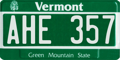 VT license plate AHE357
