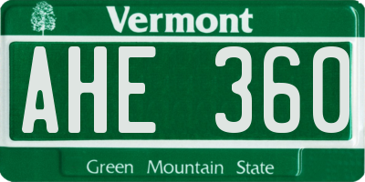 VT license plate AHE360