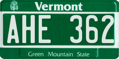 VT license plate AHE362