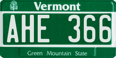 VT license plate AHE366