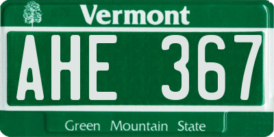 VT license plate AHE367