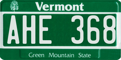 VT license plate AHE368
