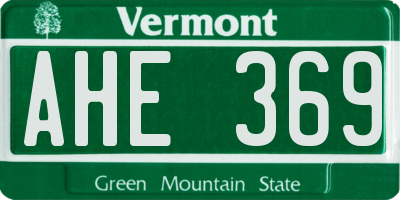 VT license plate AHE369