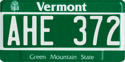 VT license plate AHE372