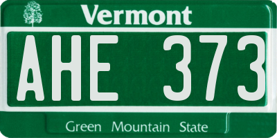 VT license plate AHE373