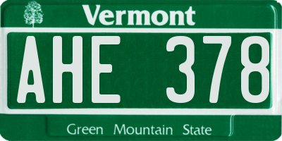 VT license plate AHE378