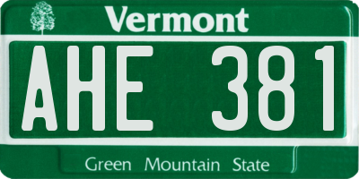 VT license plate AHE381