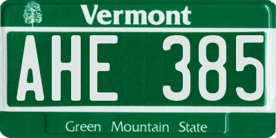VT license plate AHE385