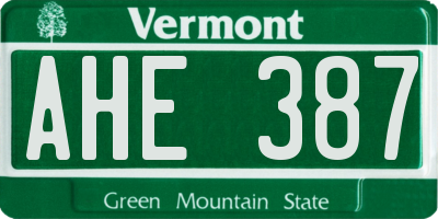 VT license plate AHE387