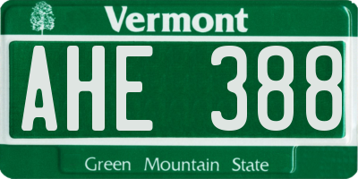 VT license plate AHE388