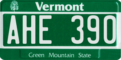 VT license plate AHE390