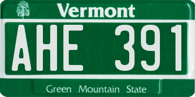 VT license plate AHE391
