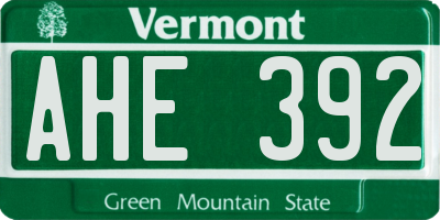 VT license plate AHE392