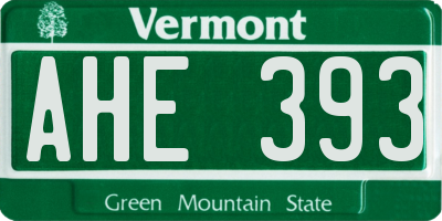 VT license plate AHE393
