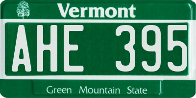 VT license plate AHE395