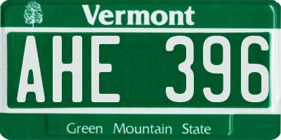 VT license plate AHE396