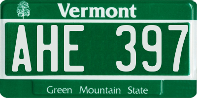 VT license plate AHE397