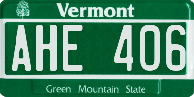 VT license plate AHE406