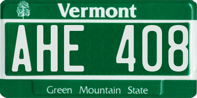 VT license plate AHE408