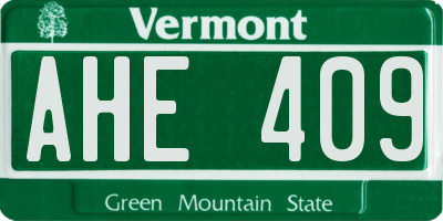 VT license plate AHE409