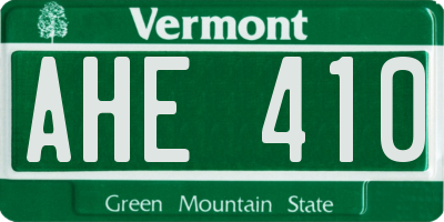 VT license plate AHE410