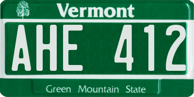 VT license plate AHE412
