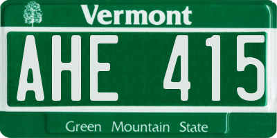 VT license plate AHE415