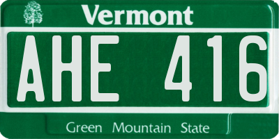 VT license plate AHE416