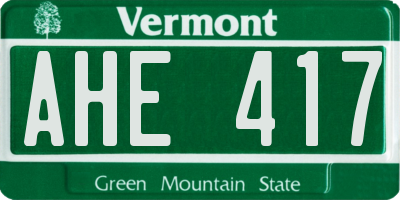 VT license plate AHE417