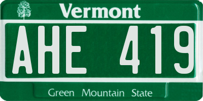VT license plate AHE419