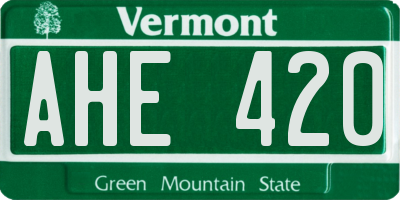 VT license plate AHE420